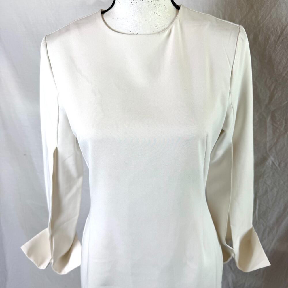 Maac London Mini Shift Women's Sz S Dress Oversized Cuff Bell Slit Sleeves Chic